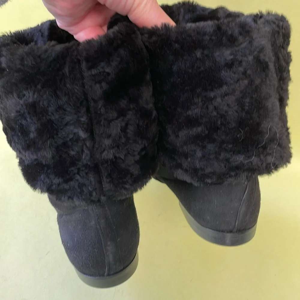 Vintage new black Paul Mayer shearling sheep leather and fur boots